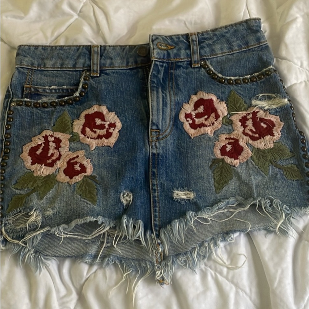 Free people rose mini skirt